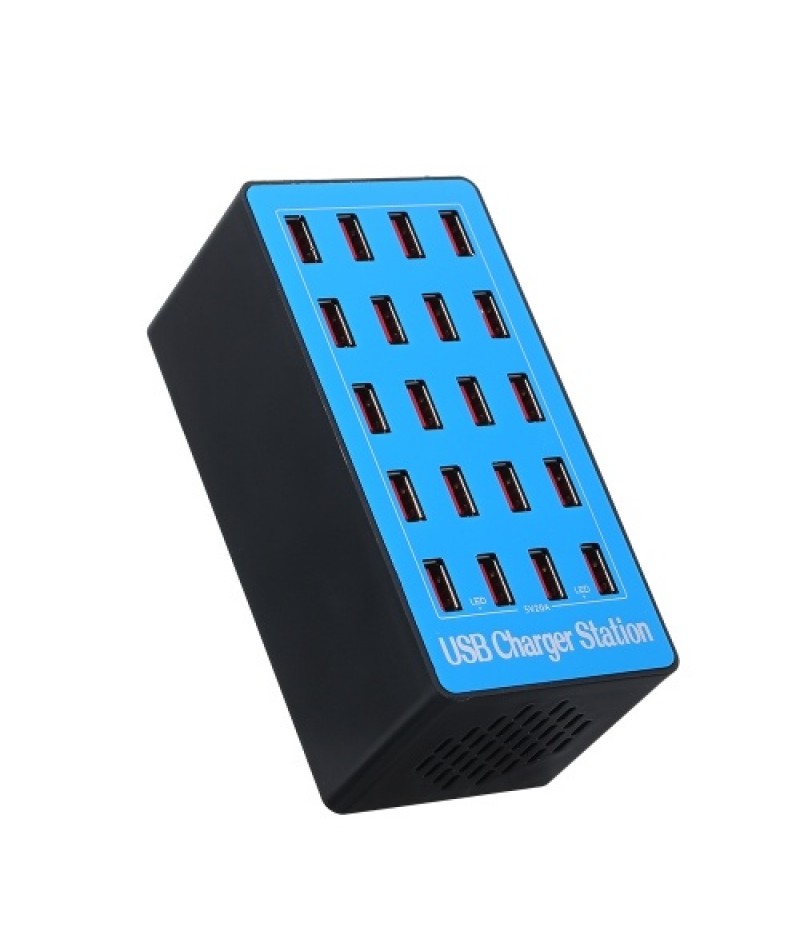 USB Smart Charger with 20 Ports Power Adapter of Universal Compatibility Charging Station for Family and Office Use