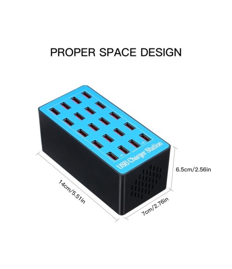 USB Smart Charger with 20 Ports Power Adapter of Universal Compatibility Charging Station for Family and Office Use