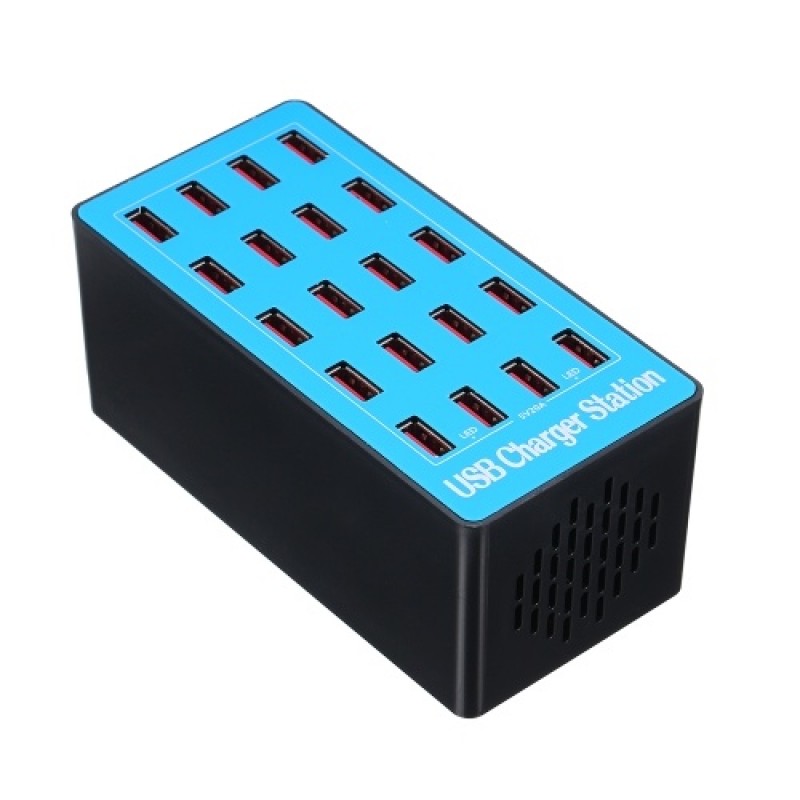 USB Smart Charger with 20 Ports Power Adapter of Universal Compatibility Charging Station for Family and Office Use