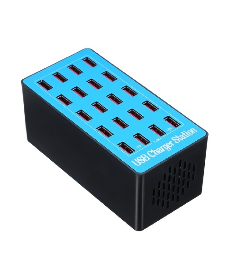 USB Smart Charger with 20 Ports Power Adapter of Universal Compatibility Charging Station for Family and Office Use