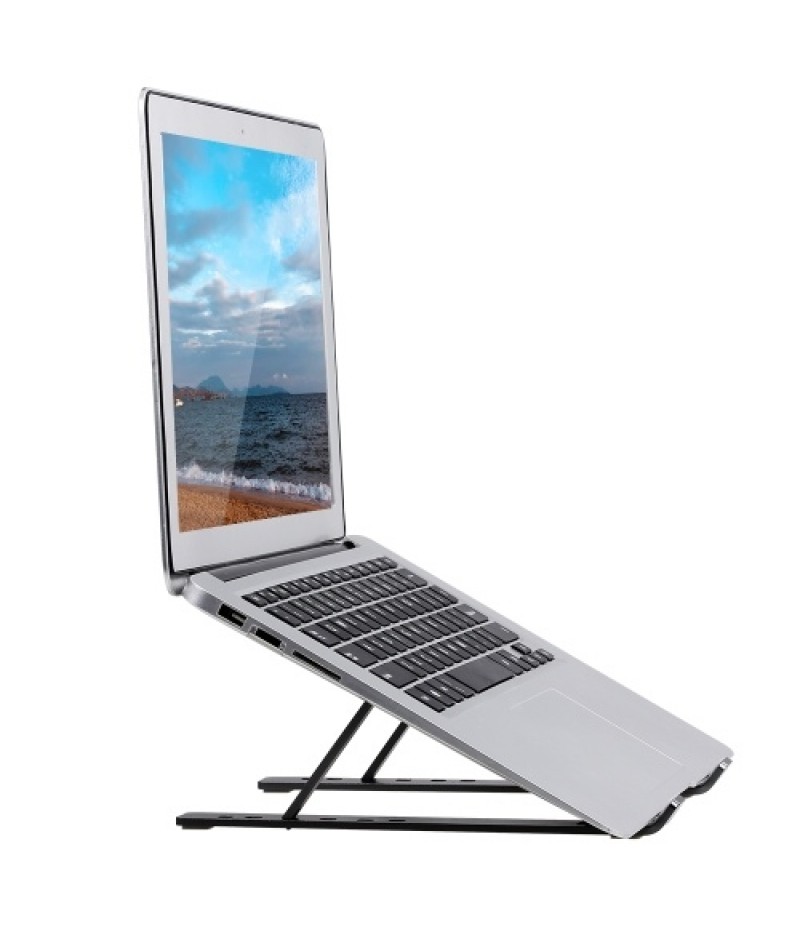 6-level Adjustable Laptop Stand Portable Aluminum Alloy Laptop Stand Foldable Non-slip Notebook Holder Black