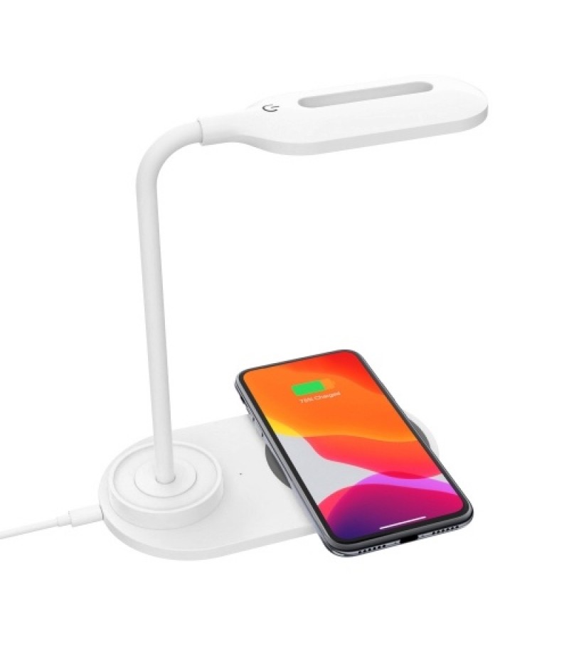 Touch Control LED Desk Lamp with Wireless Charger Eye Caring Reading Light for Home Office 2 Color Modes Adjustable Gooseneck, W