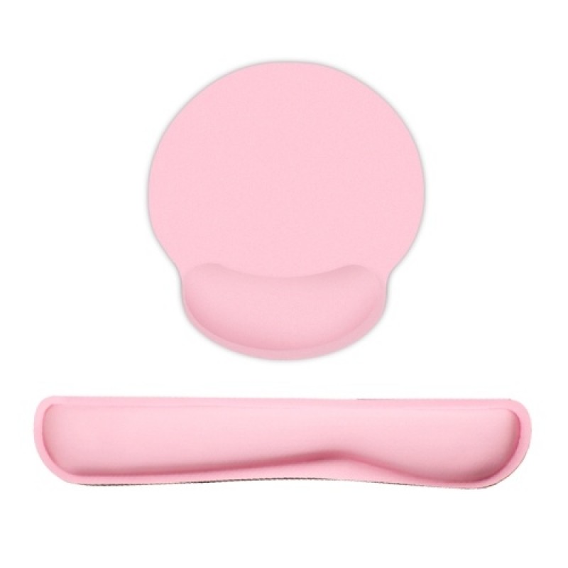 Memory Foam Keyboard Wrist Rest Mouse Pad Set Keyboard Mouse Wrist Pads with Lycra Fabric Anti-slip Rubber Base Pink
