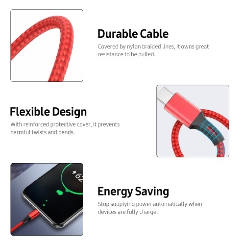 3-in-1 Universal Cable 2.4A Multifunctional One-for-All Cord with Type-C/Micro USB Ports/Reinforced Protective Cover, Blue