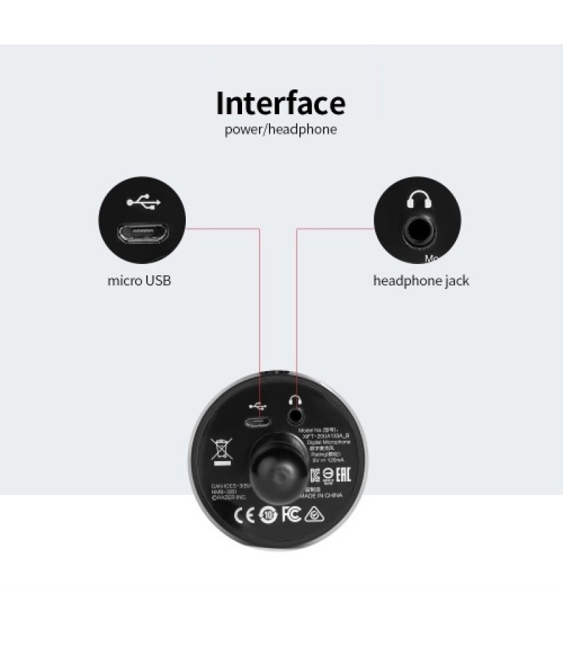 Digital Video Microphone Condenser Recording Microphone + 1080P Camera Hi-Fi Stereo Microphone Plug and Play Black