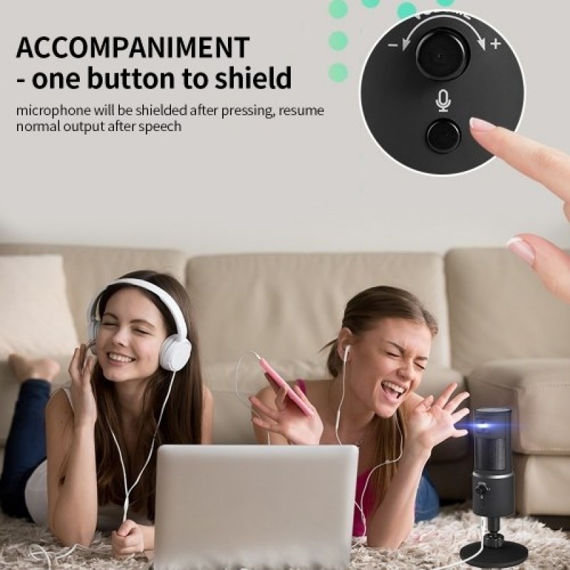Digital Video Microphone Condenser Recording Microphone + 1080P Camera Hi-Fi Stereo Microphone Plug and Play Black