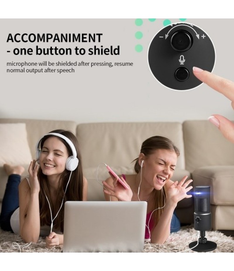 Digital Video Microphone Condenser Recording Microphone + 1080P Camera Hi-Fi Stereo Microphone Plug and Play Black