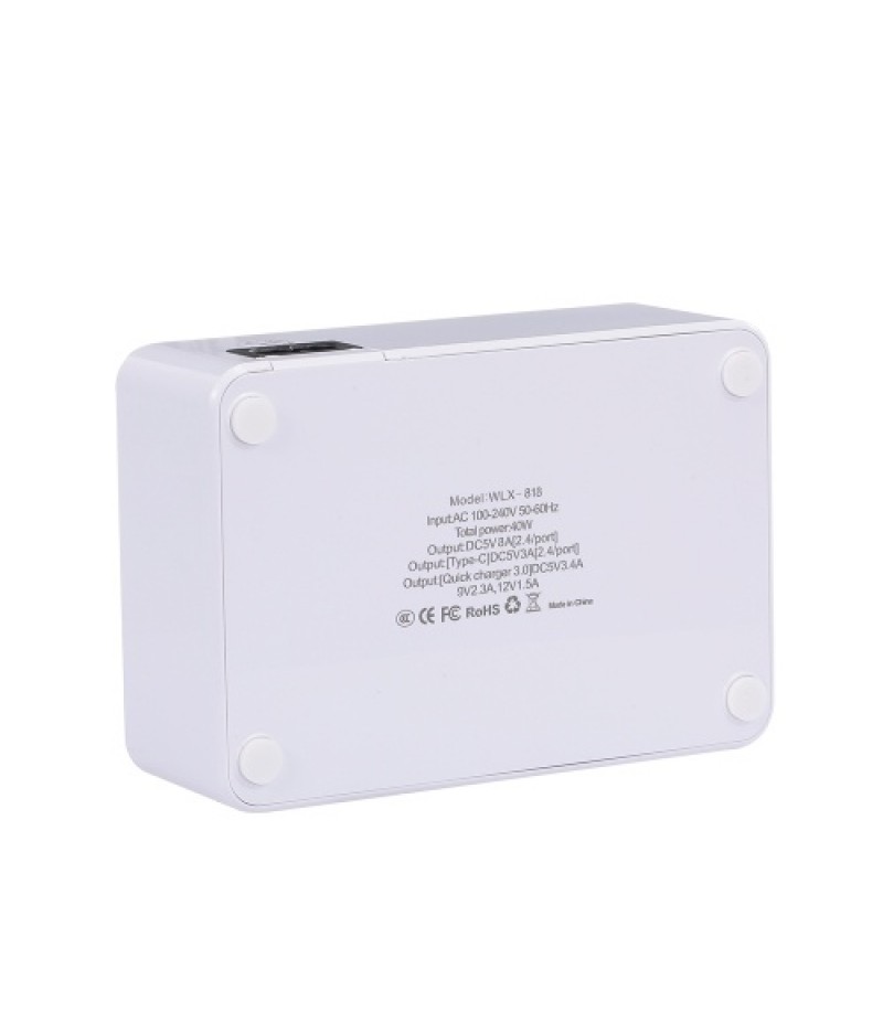 Smart Charging Station with 6 Ports LCD USB Charging Dock QC3.0 Fast Charging Universal Compatibility Charging Station for Famil