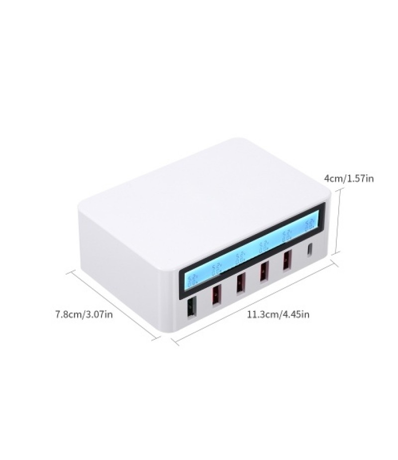 Smart Charging Station with 6 Ports LCD USB Charging Dock QC3.0 Fast Charging Universal Compatibility Charging Station for Famil