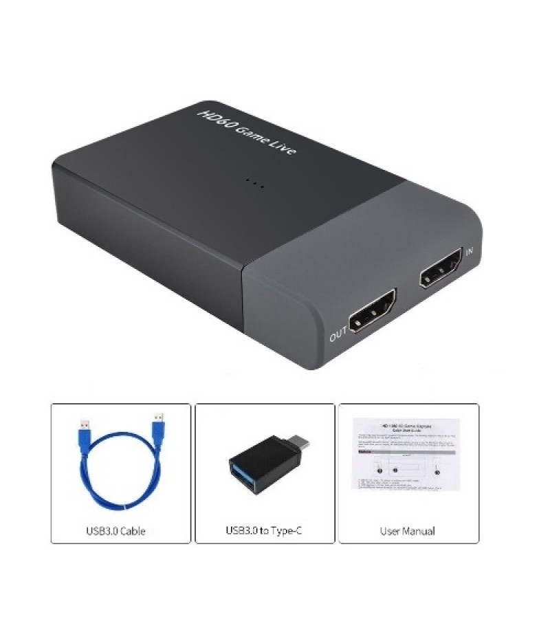 1080P HD Video Capture Box USB3.0 Video Game Capture Converter with Mic Input for Remote Video Conference Data Collection