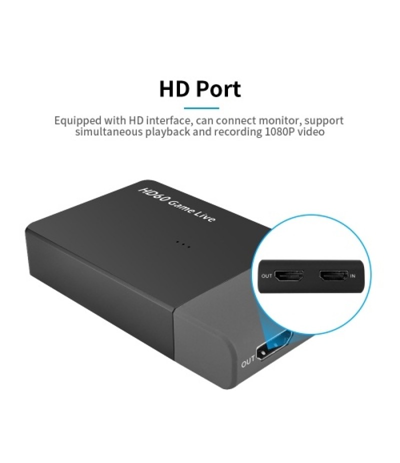 1080P HD Video Capture Box USB3.0 Video Game Capture Converter with Mic Input for Remote Video Conference Data Collection