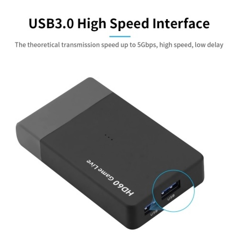 1080P HD Video Capture Box USB3.0 Video Game Capture Converter with Mic Input for Remote Video Conference Data Collection