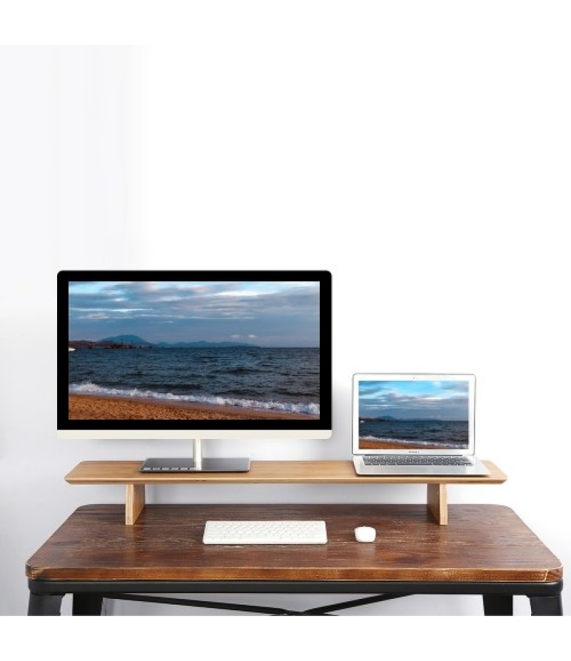  Universal Desktop Computer Monitor Heighten Wooden Stand Dock Holder Display Bracket Replacement for iMac PC Notebook Lapt