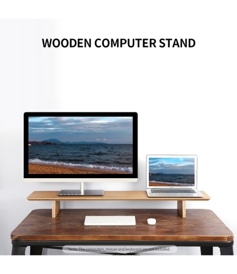  Universal Desktop Computer Monitor Heighten Wooden Stand Dock Holder Display Bracket Replacement for iMac PC Notebook Lapt