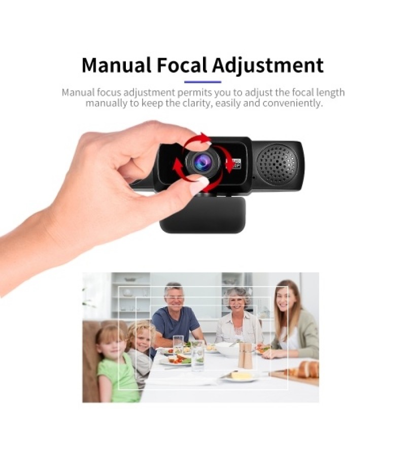 1080P 2MP High-Definition Webcam Wide Angle 30fps Manual Focusing Web Cam Noise-reduction Microphone HD Laptop Computer Camera U