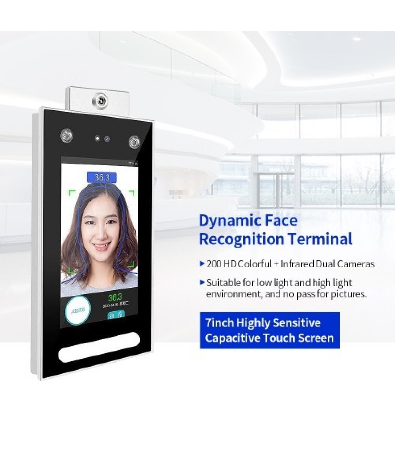 DT-10W 7inch Temperature Measurement PalmPrint Face Dynamic Recognition Terminal Device Access Control System Face Password Atte