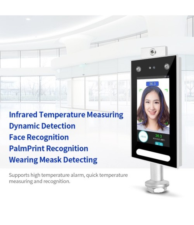 DT-10W 7inch Temperature Measurement PalmPrint Face Dynamic Recognition Terminal Device Access Control System Face Password Atte