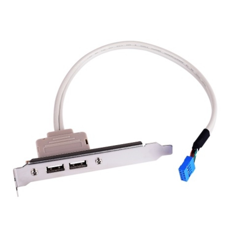 2 Ports USB 2.0 Motherboard Rear Panel Expansion Bracket to 9 Pin  Header Cable Adapter Expander Rear Brackets for PC Case