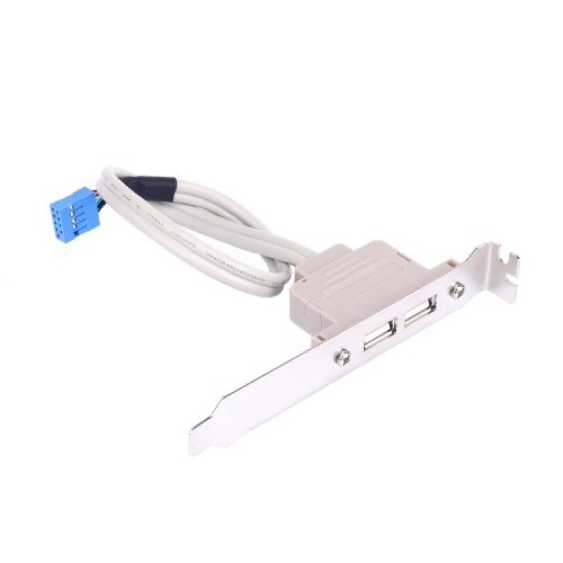 2 Ports USB 2.0 Motherboard Rear Panel Expansion Bracket to 9 Pin  Header Cable Adapter Expander Rear Brackets for PC Case
