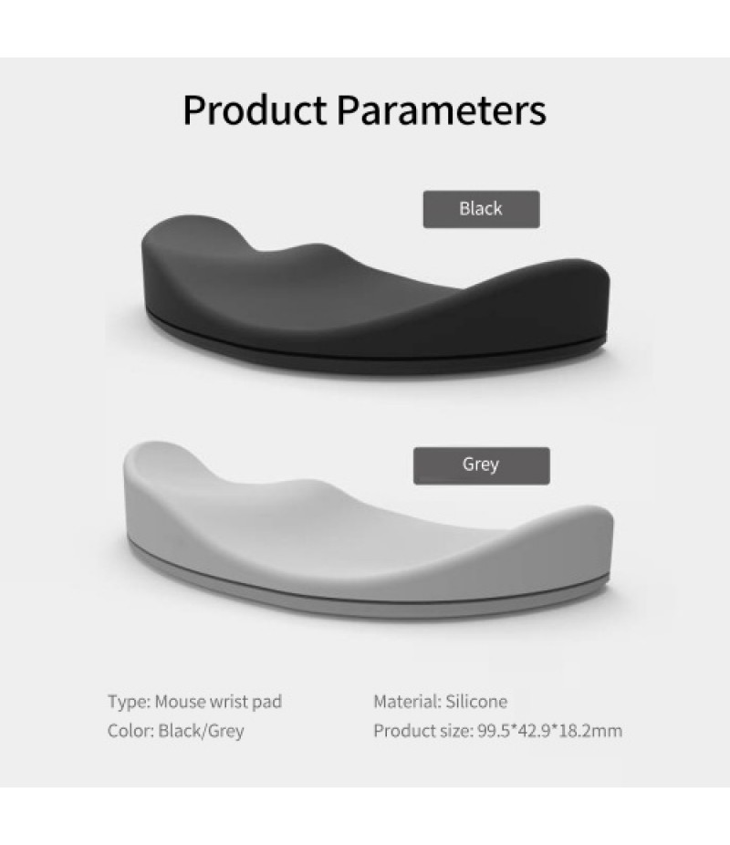Silicone Mouse Wrist Pad Mice Wrist Rest Ergonomic Three-dimensional Surface Design Skin-friendly Smooth Movement Wrist Pad Blac