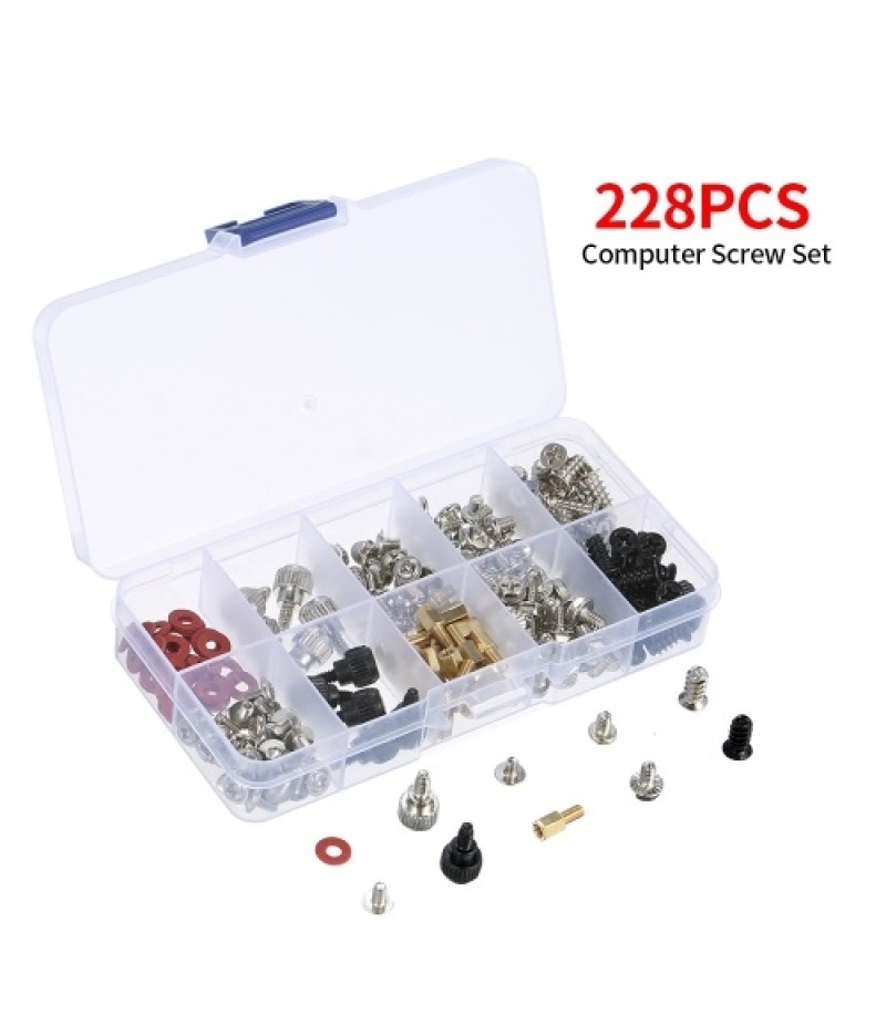 228PCS Basic Computer Screw Kit Desktop Computer Maintenance Screw Set for Computer Case Motherboard Graphics Hard Drive Fan