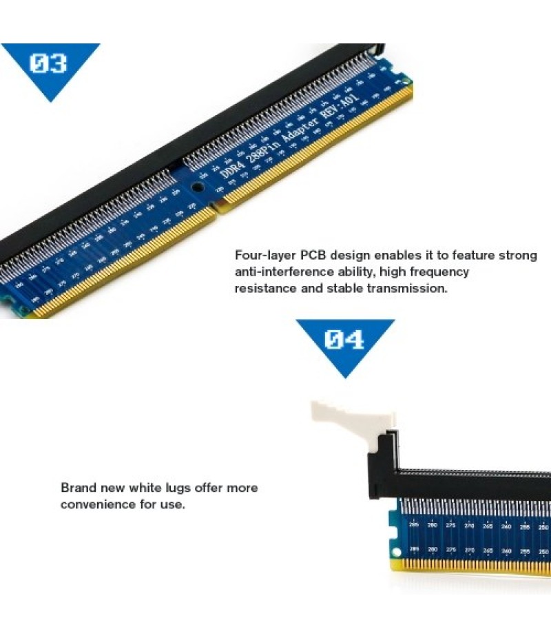 NEW DDR4 288Pin DIMM Adapter Card Memory Tester Protection Card Circuit Expansion Board for Desktop PC Four-layer PCB design