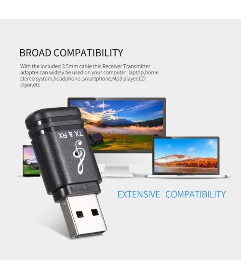 3.5mm Wireless Audio Transmitter &amp; Receiver BT 5.0 Audio Adapter TV Speaker Headset Car Music Mini 2-in-1 BT Adapter
