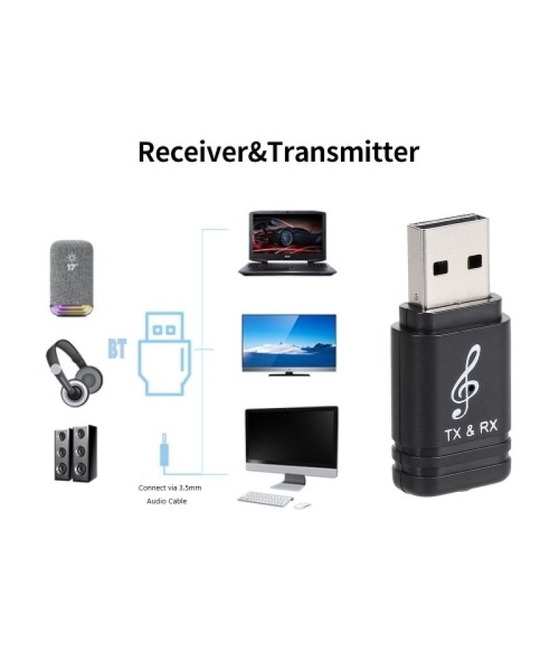 3.5mm Wireless Audio Transmitter &amp; Receiver BT 5.0 Audio Adapter TV Speaker Headset Car Music Mini 2-in-1 BT Adapter