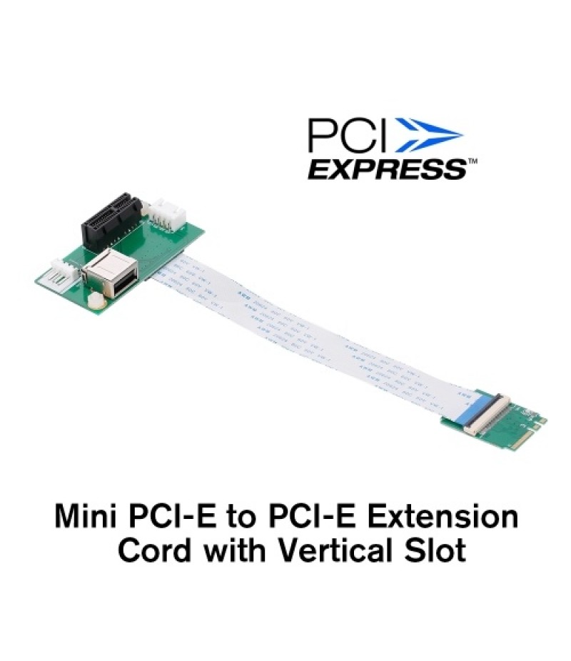 Mini PCI-E to PCI-E Extension Cord Adapter Card with Vertical Slot