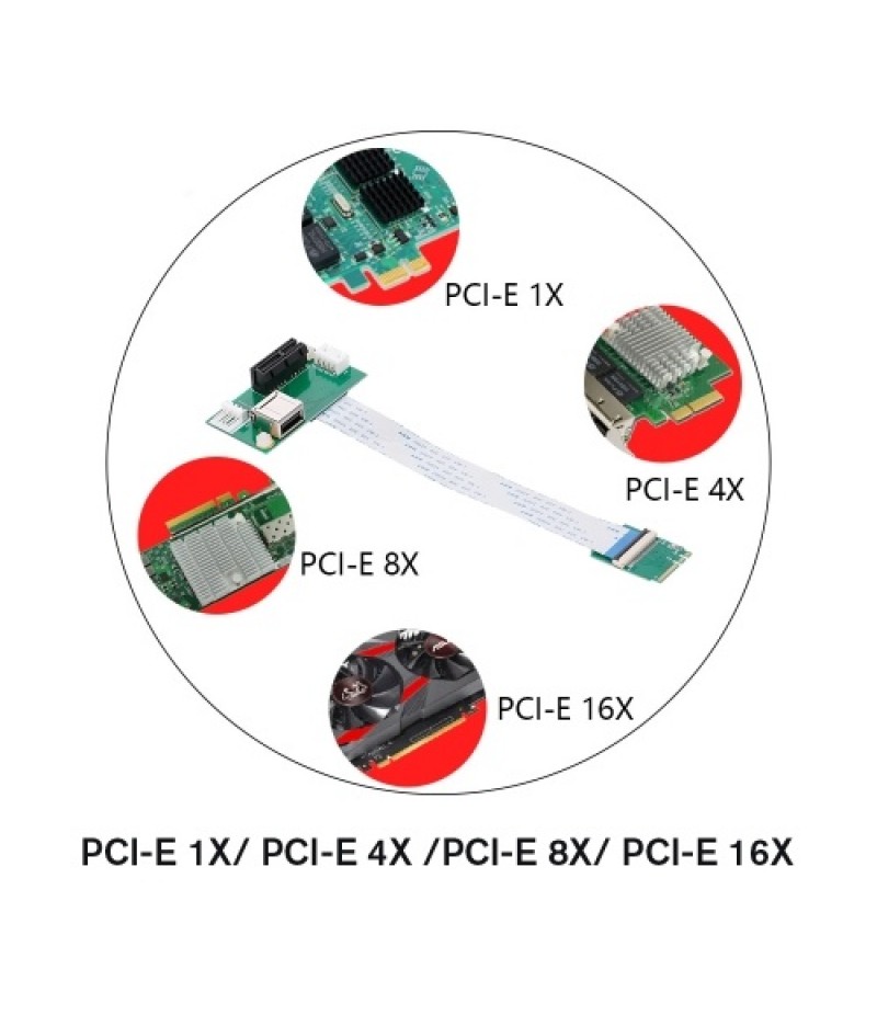 Mini PCI-E to PCI-E Extension Cord Adapter Card with Vertical Slot