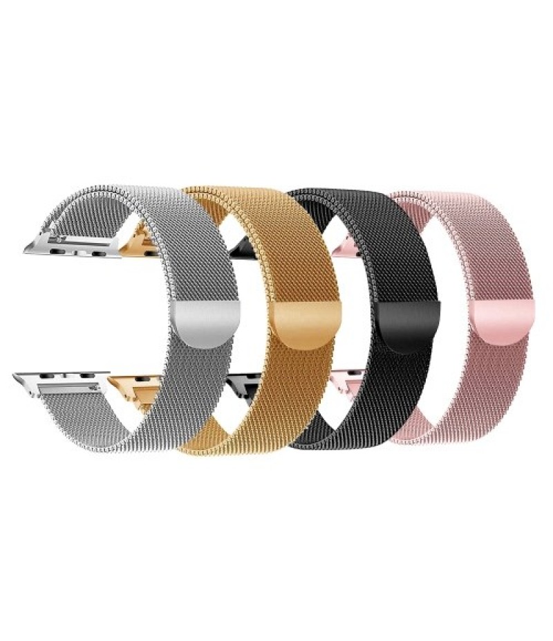 Replaceable Stainless Steel Watch Band Milanese Magnetic Buckle Strap Compatible with Apple Watch 2/3/4/5/6/se 42/44mm Gold