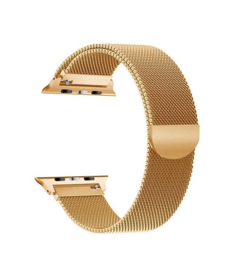 Replaceable Stainless Steel Watch Band Milanese Magnetic Buckle Strap Compatible with Apple Watch 2/3/4/5/6/se 42/44mm Gold