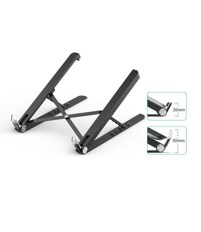 Laptop Stand Folding Portable Laptop Bracket 5-level Height Adjustable Desktop Cooling Holder Black