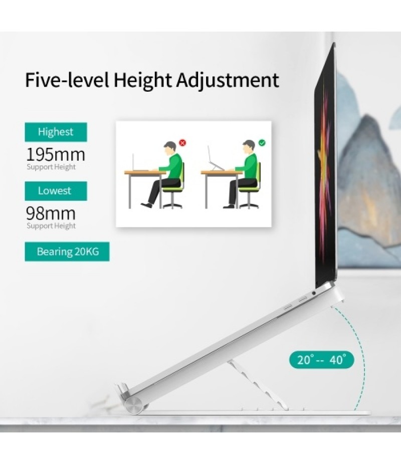 Laptop Stand Folding Portable Laptop Bracket 5-level Height Adjustable Desktop Cooling Holder Black