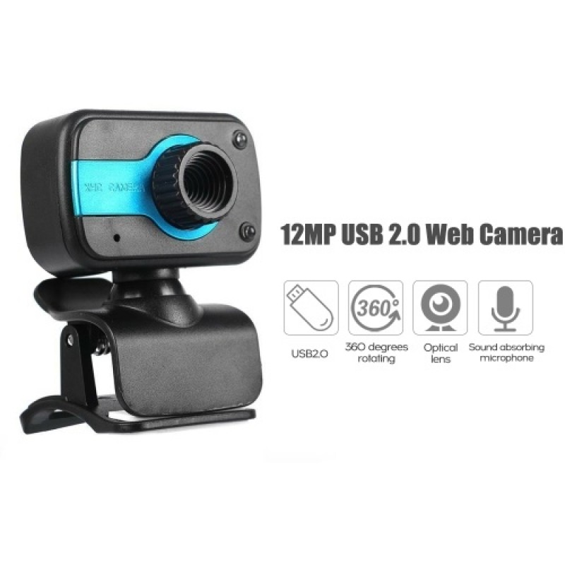 USB 2.0 12.0 Megapixel Digital Web Camera Clip-on with Microphone for Laptop Desktop Video Calling