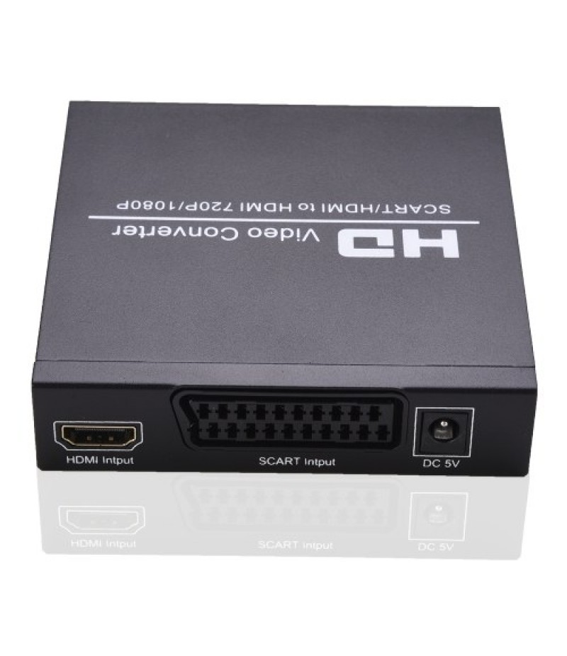 SCART/HD to HD Video Converter Support 720P/1080P Switch PAL/NTSC Switch SCART HD Input HD 3.5mm Audio Coaxial Output EU Plug
