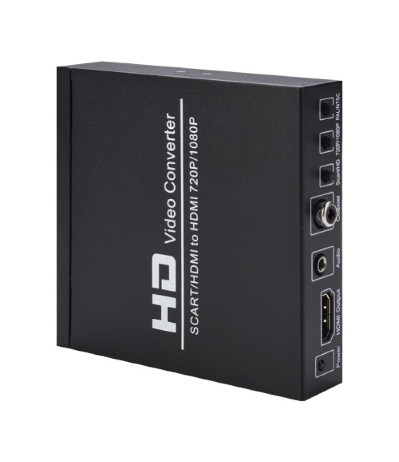 SCART/HD to HD Video Converter Support 720P/1080P Switch PAL/NTSC Switch SCART HD Input HD 3.5mm Audio Coaxial Output EU Plug