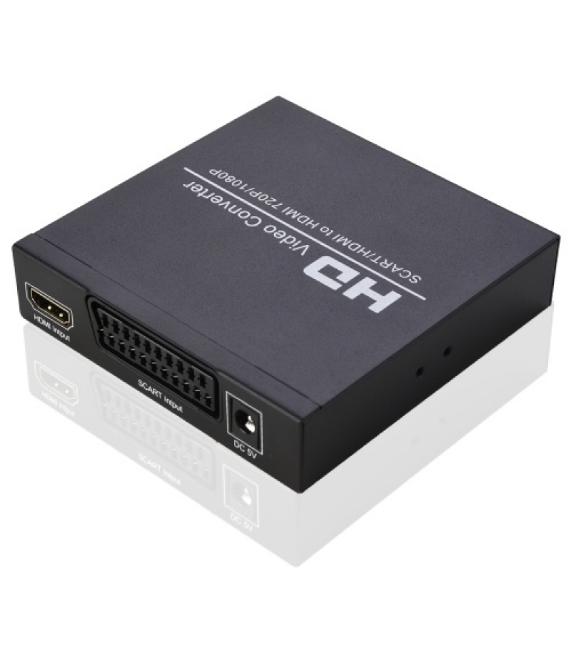 SCART/HD to HD Video Converter Support 720P/1080P Switch PAL/NTSC Switch SCART HD Input HD 3.5mm Audio Coaxial Output EU Plug
