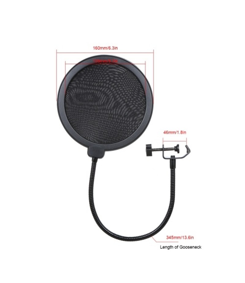 Microphone Pop Filter Mic Shield Mask Dual Layer Singing Windscreen Professional Mic Studio Pop Filter