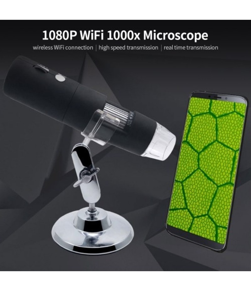 1080P WIFI Digital 1000x Microscope with Adjustable 8 LED Lights Portable Magnifier for IOS/Android Tablet/Phone