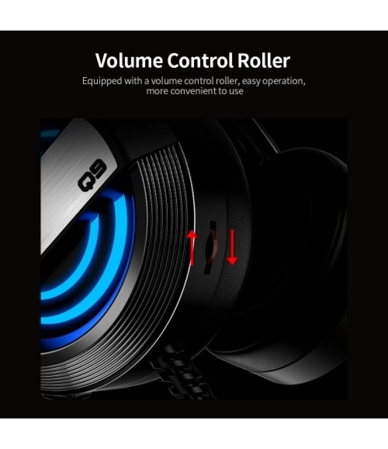 Q9 Gaming Headset 7.1 Channel Stereo Gaming Headset with 360° Noise Reduction Microphone 7-color Breathing Light Black