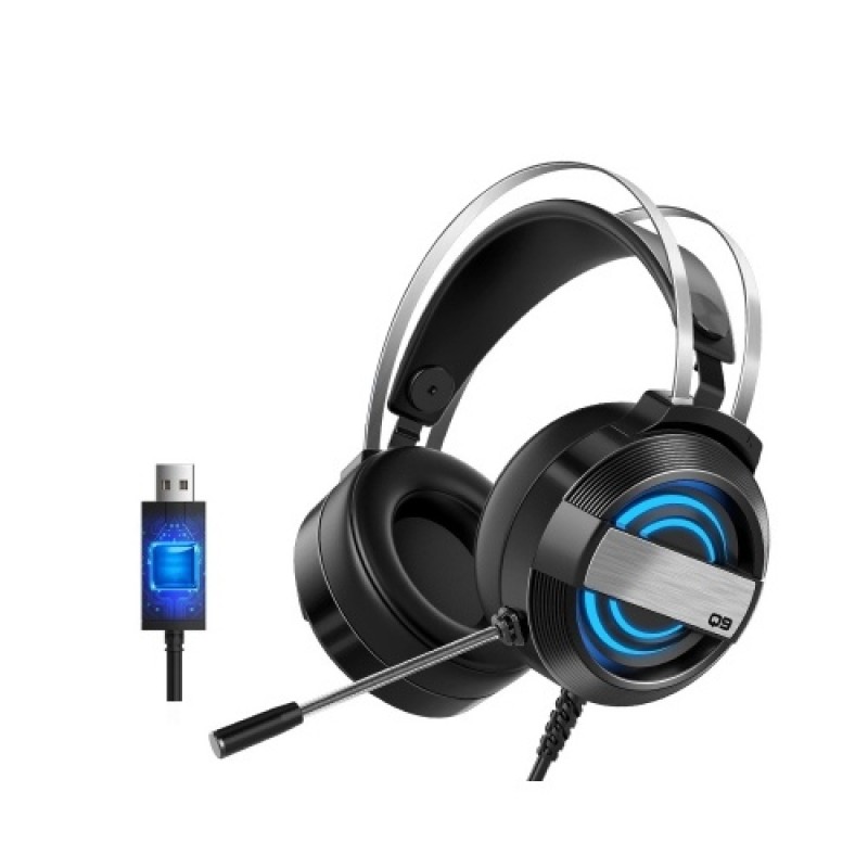 Q9 Gaming Headset 7.1 Channel Stereo Gaming Headset with 360° Noise Reduction Microphone 7-color Breathing Light Black