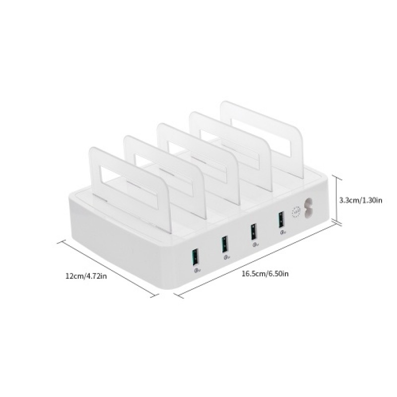 Smart Charging Station with 4 Ports USB QC3.0 Charging Dock of Universal Compatibility Charging Station for Family and Office Us