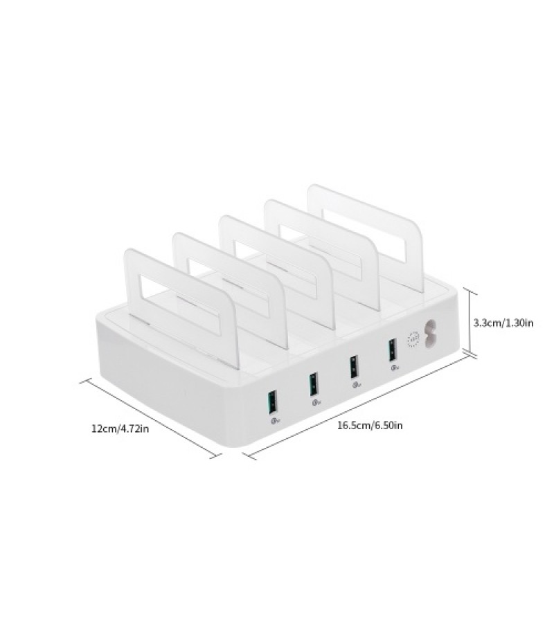 Smart Charging Station with 4 Ports USB QC3.0 Charging Dock of Universal Compatibility Charging Station for Family and Office Us