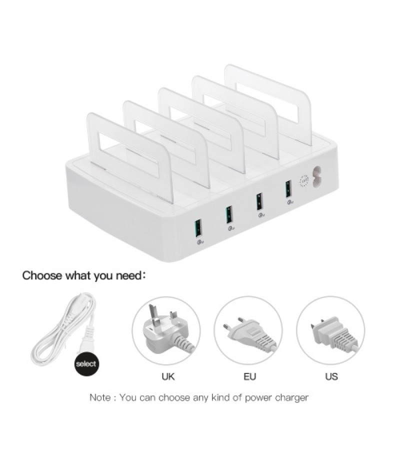 Smart Charging Station with 4 Ports USB QC3.0 Charging Dock of Universal Compatibility Charging Station for Family and Office Us