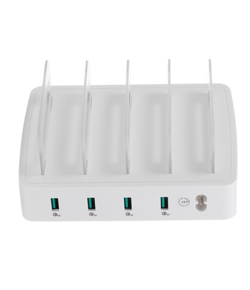 Smart Charging Station with 4 Ports USB QC3.0 Charging Dock of Universal Compatibility Charging Station for Family and Office Us