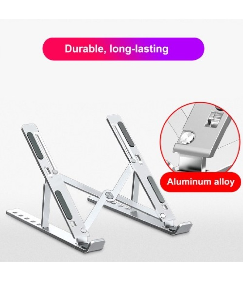 Laptop Stand 6-Level Adjustable Height Computer Holder Bracket Portable Foldable Bendable Non-slip Notebook Holders for Home Off