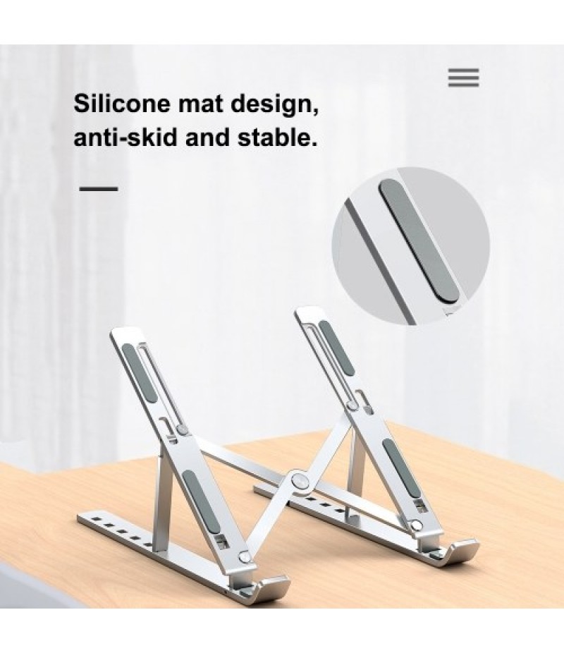 Laptop Stand 6-Level Adjustable Height Computer Holder Bracket Portable Foldable Bendable Non-slip Notebook Holders for Home Off