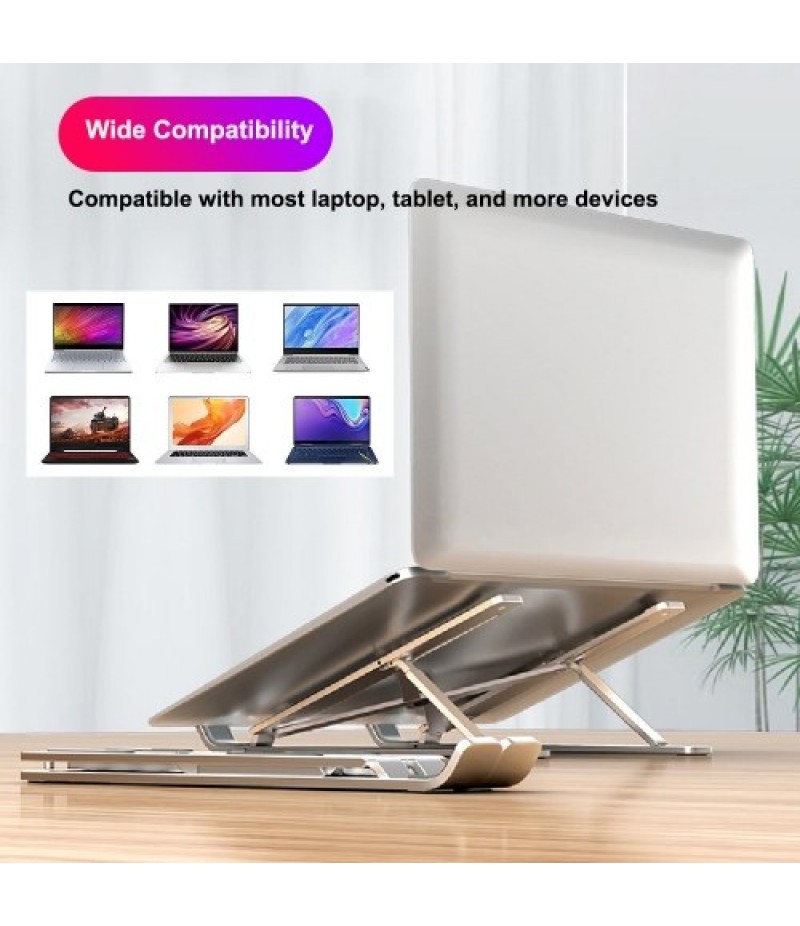 Laptop Stand 6-Level Adjustable Height Computer Holder Bracket Portable Foldable Bendable Non-slip Notebook Holders for Home Off