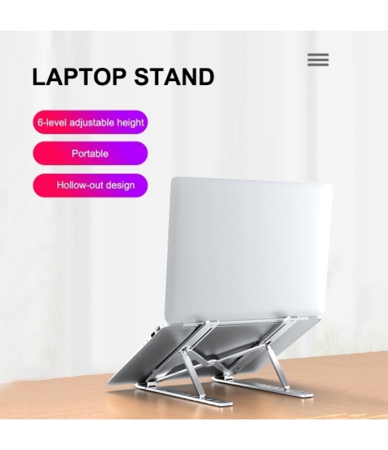 Laptop Stand 6-Level Adjustable Height Computer Holder Bracket Portable Foldable Bendable Non-slip Notebook Holders for Home Off